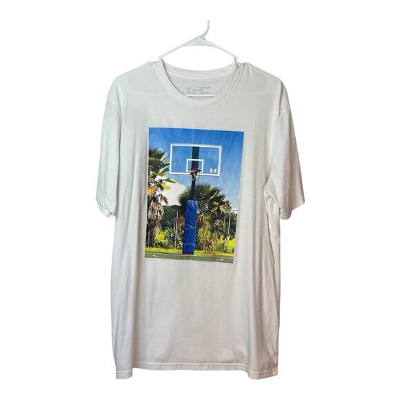 Under Armour HeatGear Summer Daze Basketball T-Shirt Men’s XL White Graphic Tee - Picture 3 of 8